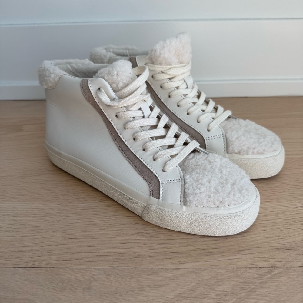 MADEWELL WOMEN'S SIDEWALK HIGH-TOP SNEAKERS IN SHERPA SIZE 8 ASHEN SILVER NEW